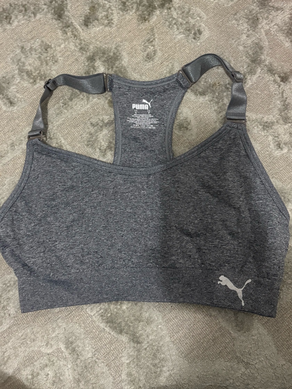 PUMA Dark Gray Heather Racerback Sports Bra